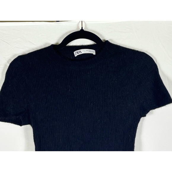 Zara Black Wool Knit Crop Top- S - Picture 2 of 6